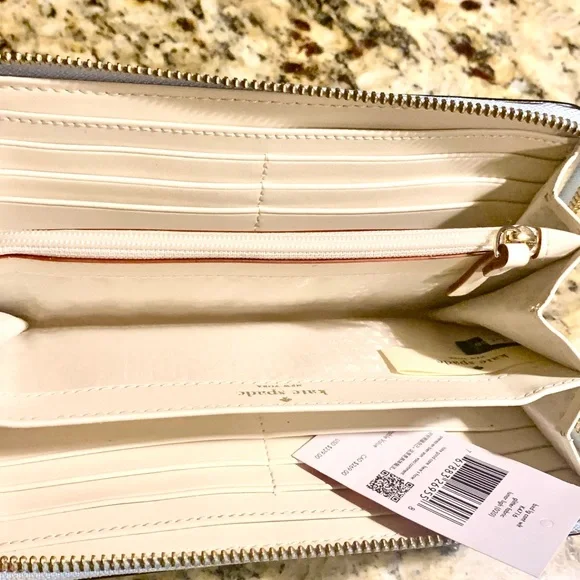 NEW KATE SPADE Zip Around Leather Wallet w/Glitter Box Perfect for Spring!! - Picture 10 of 15